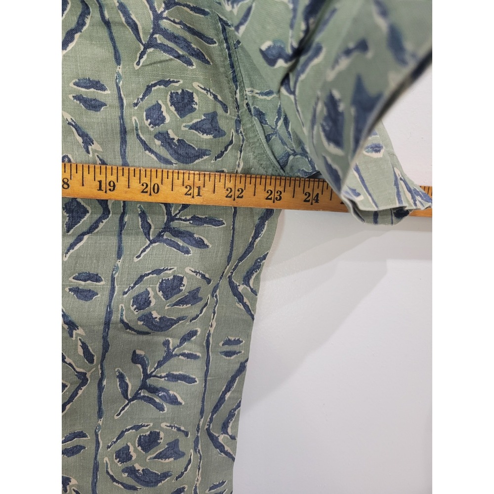 Robert Stock‎ Mens Green Blue Leaf Print Short Sleeve Button Up Shirt Size M - Picture 5 of 6